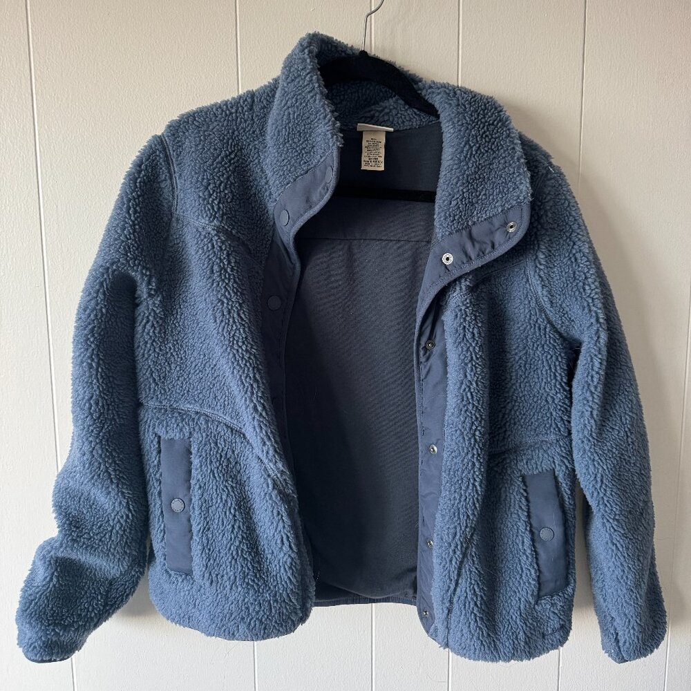 Vintage L.L.Bean Sherpa Fleece Jacket Women’s Small Blue Full Zip 90s Outdoor Co